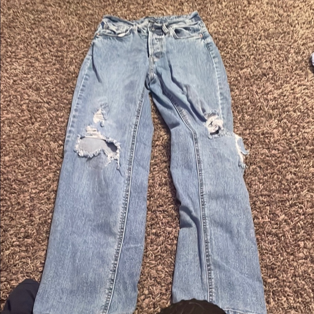 Wild Fable High Rise Blue Jeans with Distressed Details